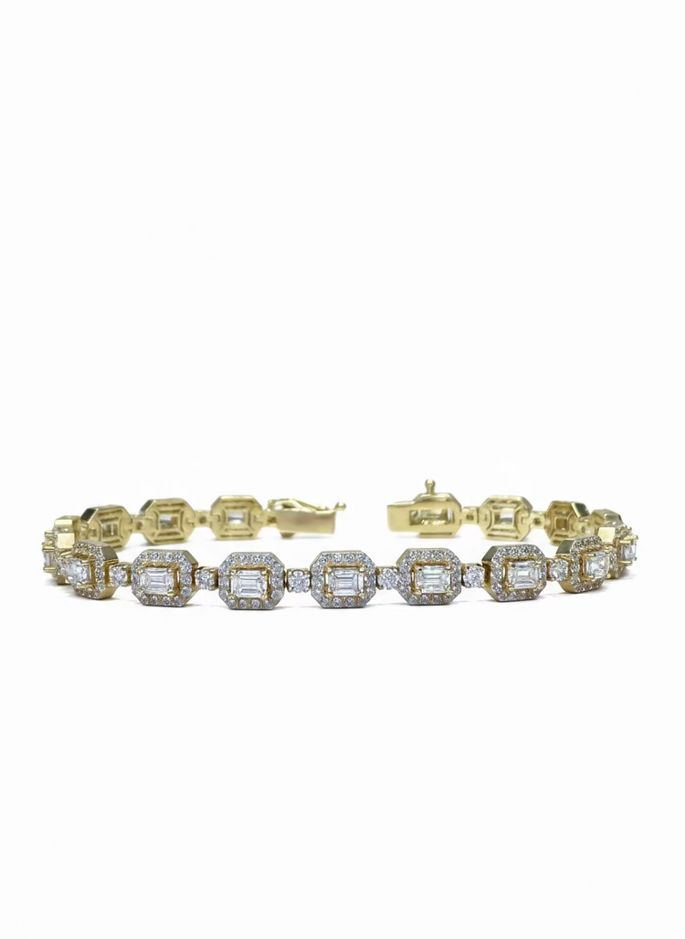 Emerald Halo Tennis Bracelet 6.69ct