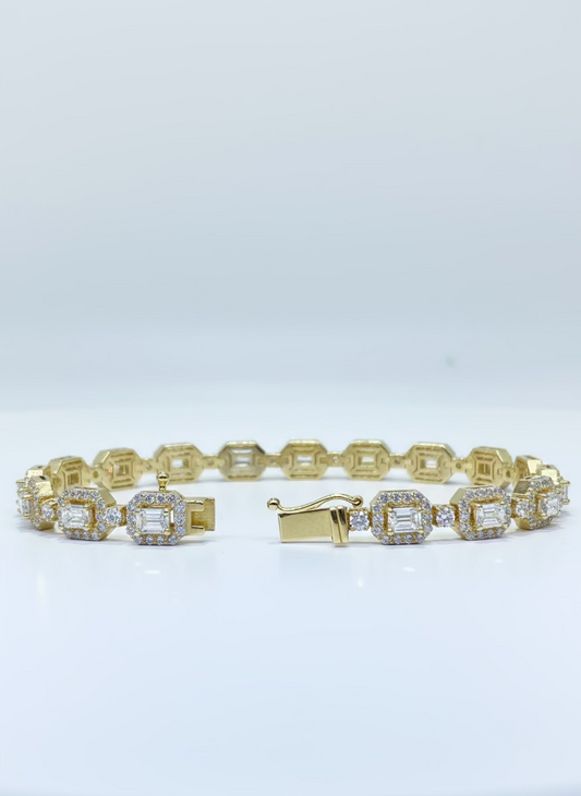 Emerald Halo Tennis Bracelet 6.69ct