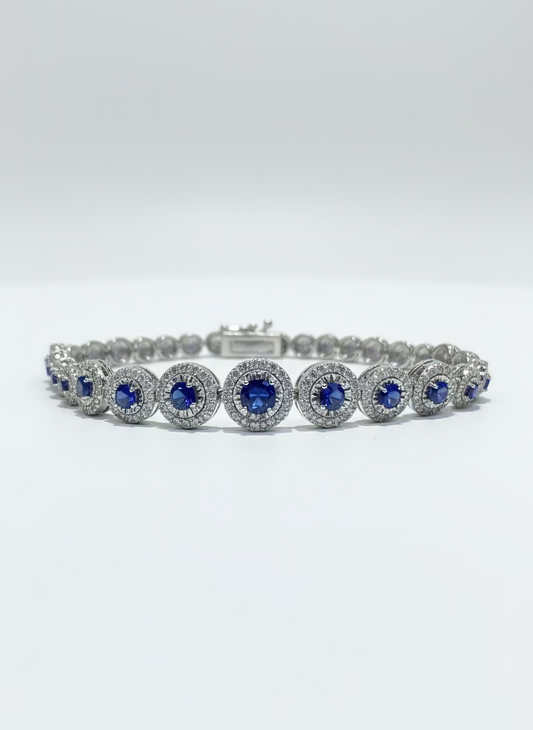 Sapphire Halo Tennis Bracelet 1.70/1.50ct