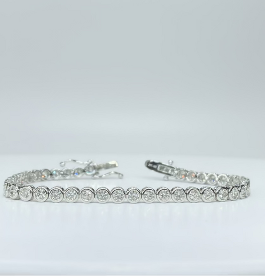 Diamond Round Bezel Tennis Bracelet 3.64ct