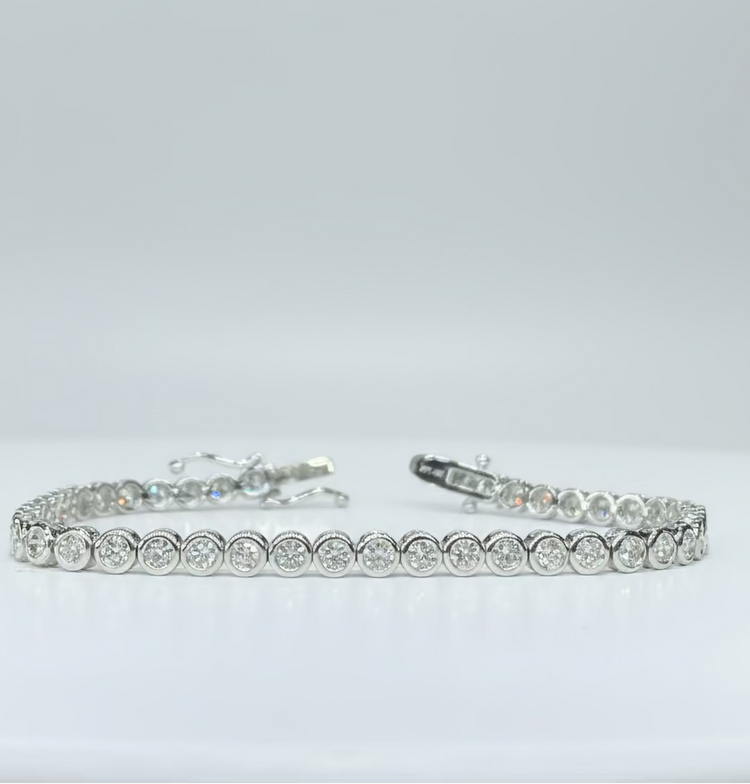 Diamond Round Bezel Tennis Bracelet 3.64ct