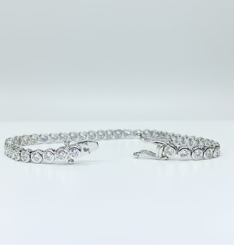 Diamond Round Bezel Tennis Bracelet 3.64ct