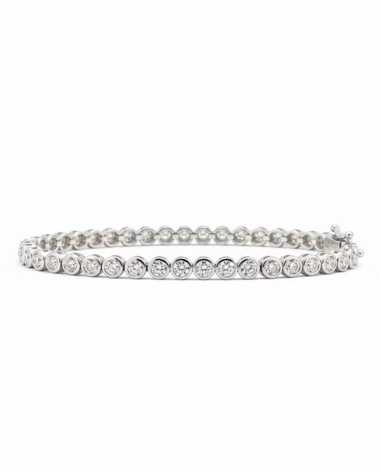 Diamond Round Bezel Tennis Bracelet 4.18ct
