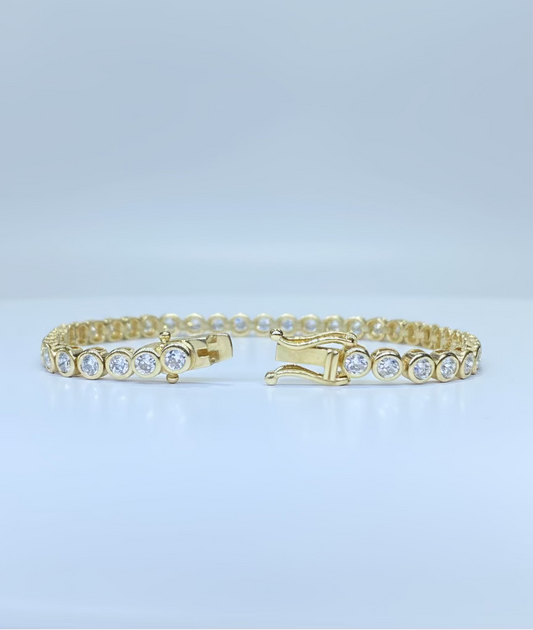 Diamond Round Bezel Tennis Bracelet 4.15ct