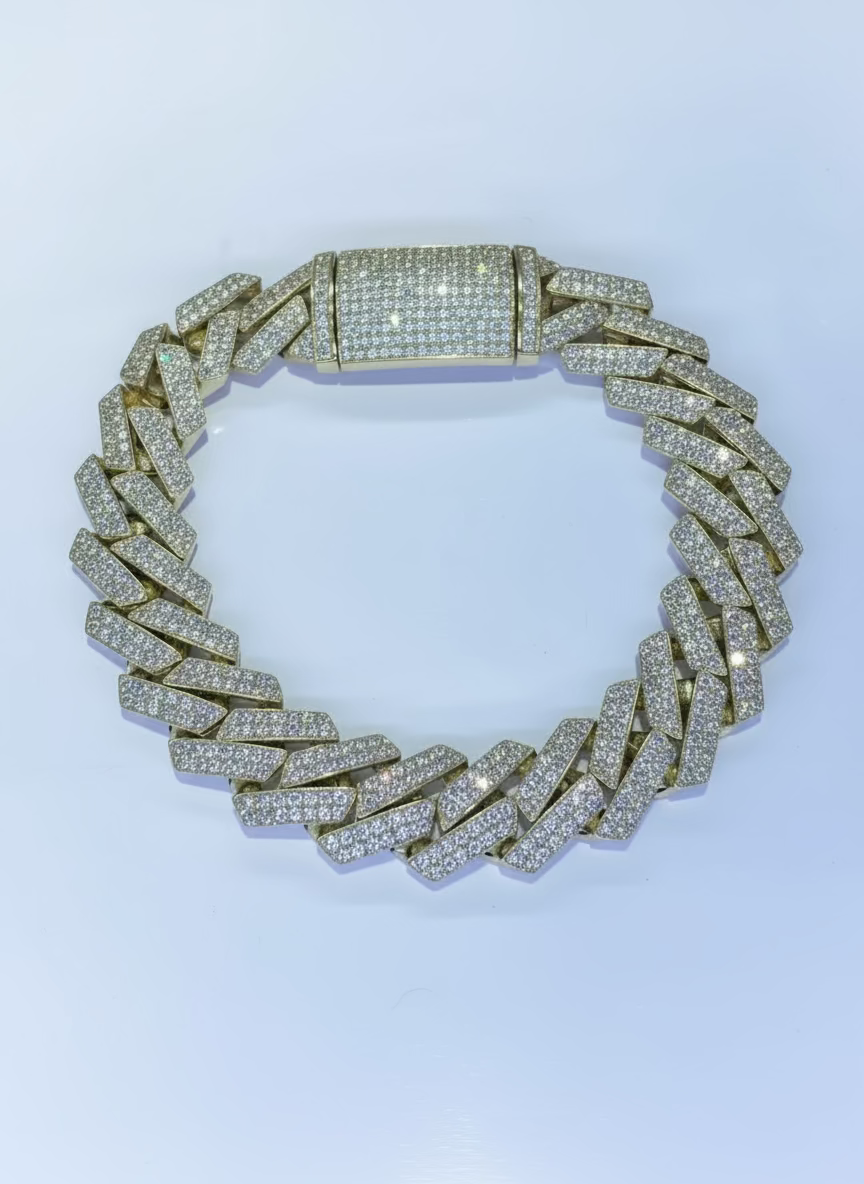 
                    Yellow Gold Cuban Diamond Bracelet 8.78CT
                  