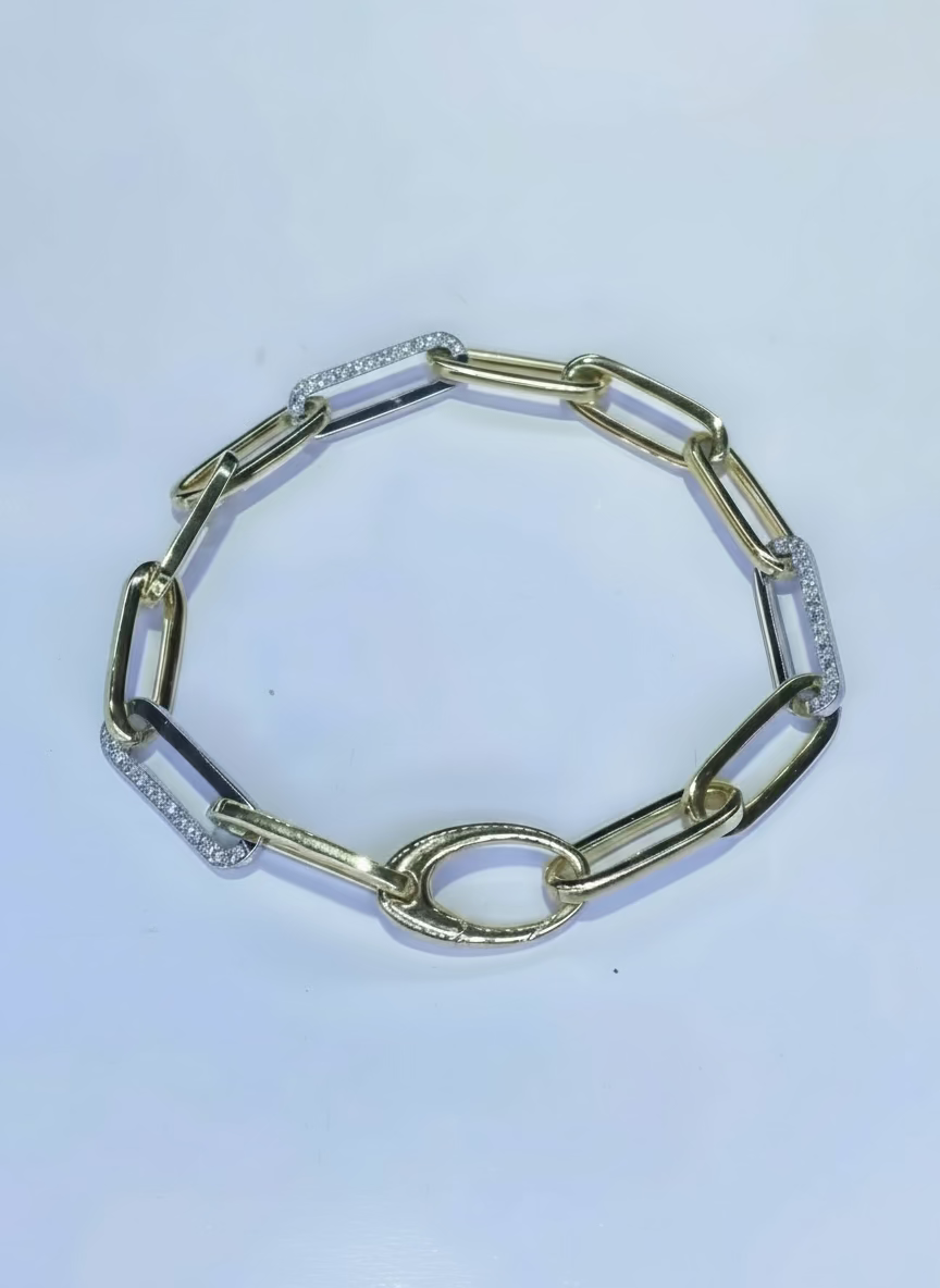 
                    Two Tone Paperclip Diamond Bracelet 0.57Ct
                  
