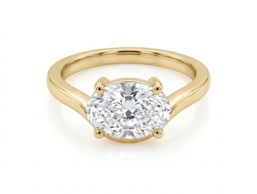 
                    Gold ring with a diamond on a white background
                  