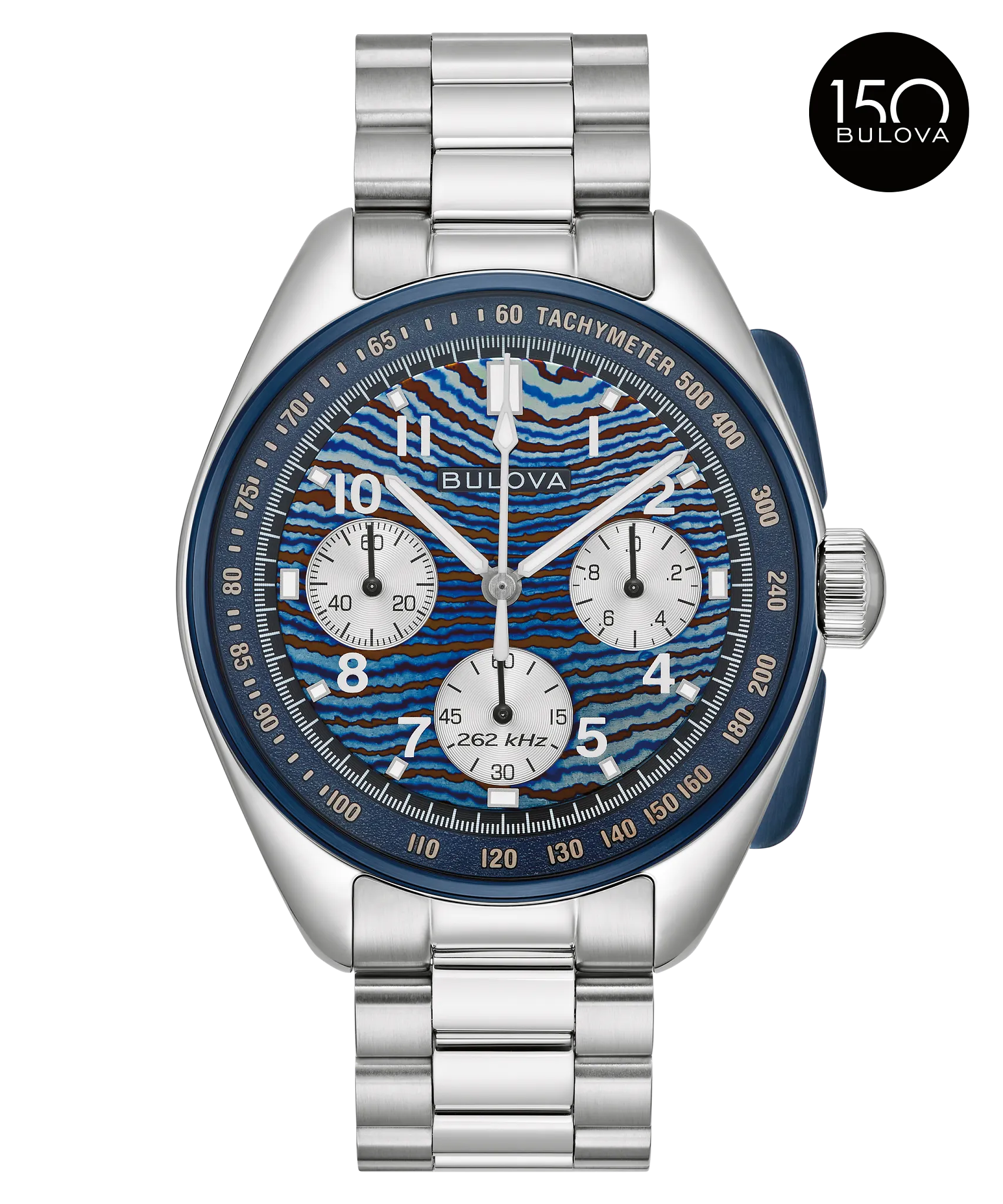 
                    Bulova 98A329 Lunar Pilot Timascus blue dial chronograph - front
                  