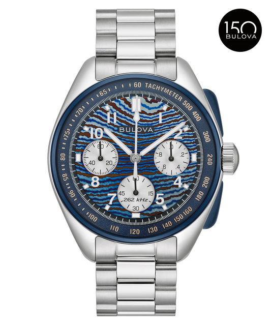 Bulova 98A329 Lunar Pilot Timascus blue dial chronograph - front