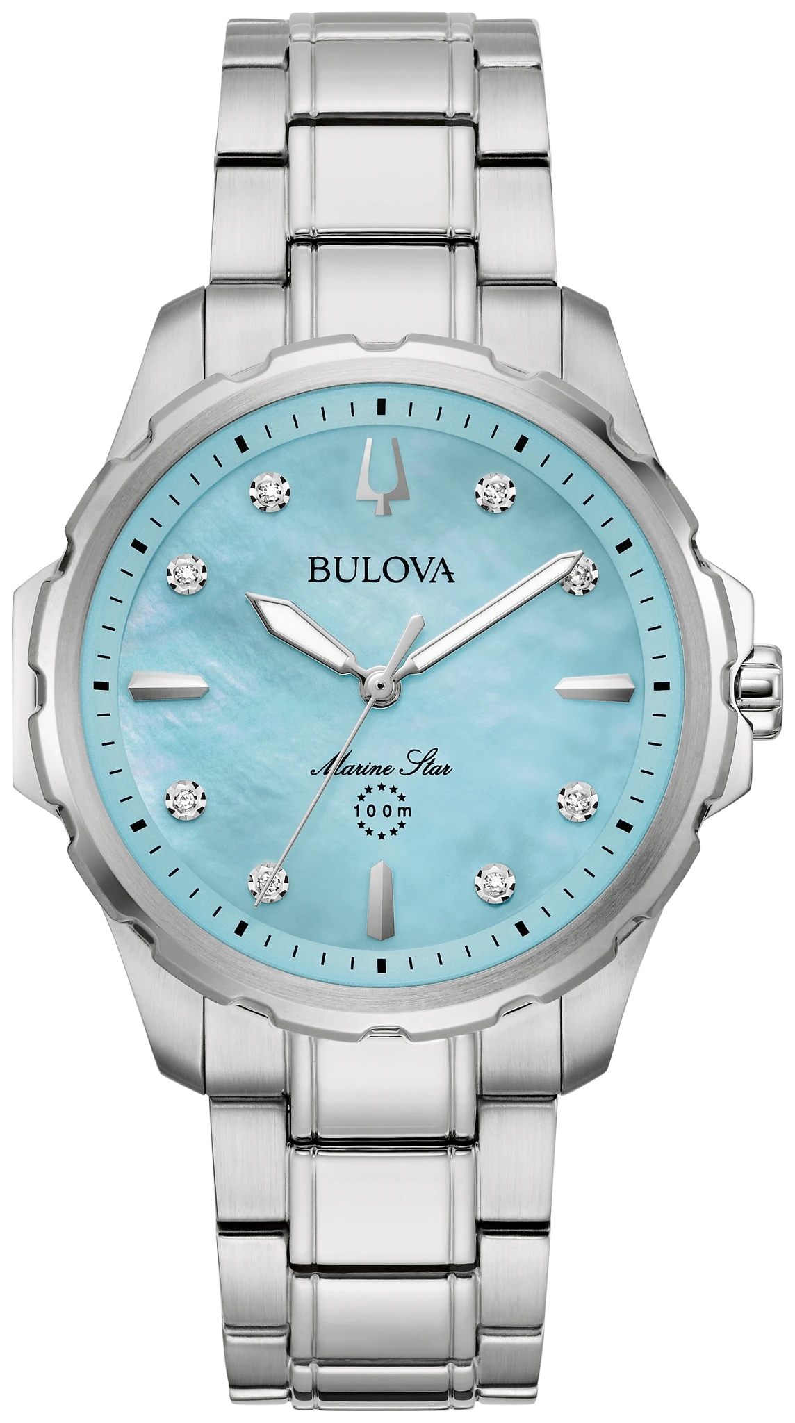
                    Bulova 96P248 Marine Star women's blue MOP diamond watch - front
                  