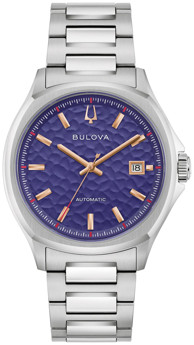Bulova 96B484 NYC Tony Bennett purple dial automatic watch - front