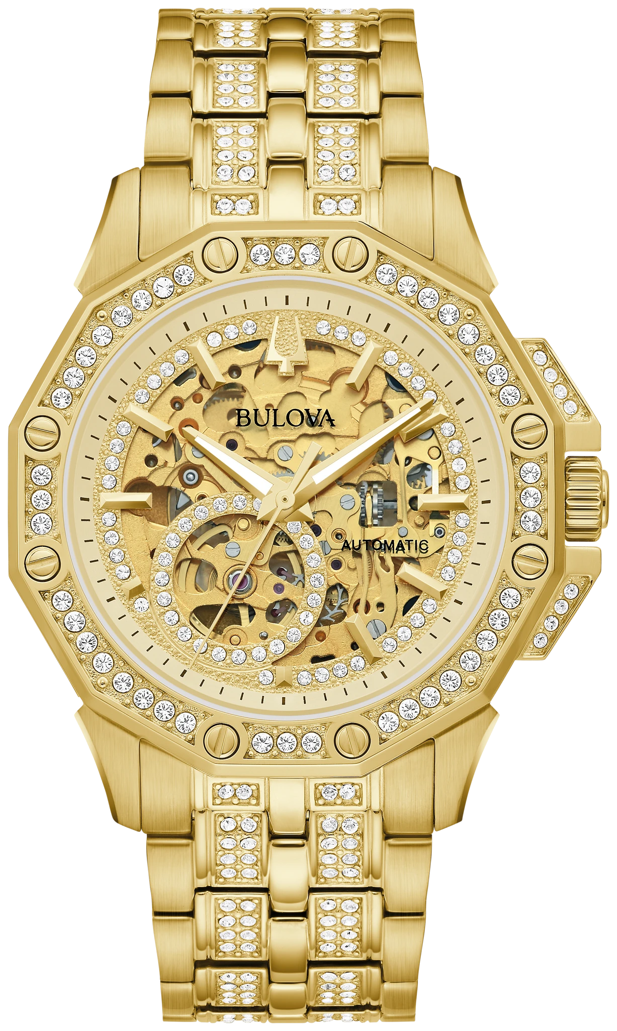 
                    Bulova 98A292 Octava Crystal gold-tone skeleton automatic watch - front
                  