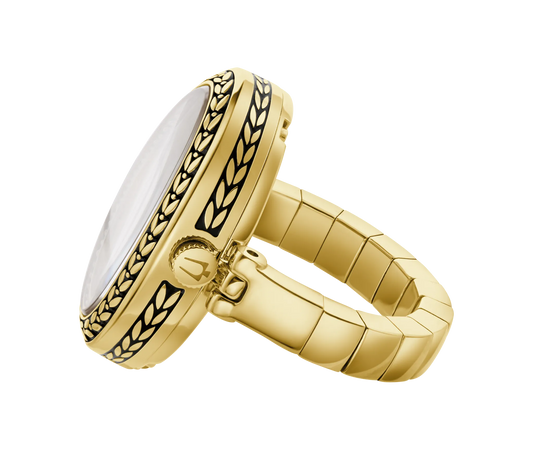 Bulova 97L188 ring watch ivory dial close-up