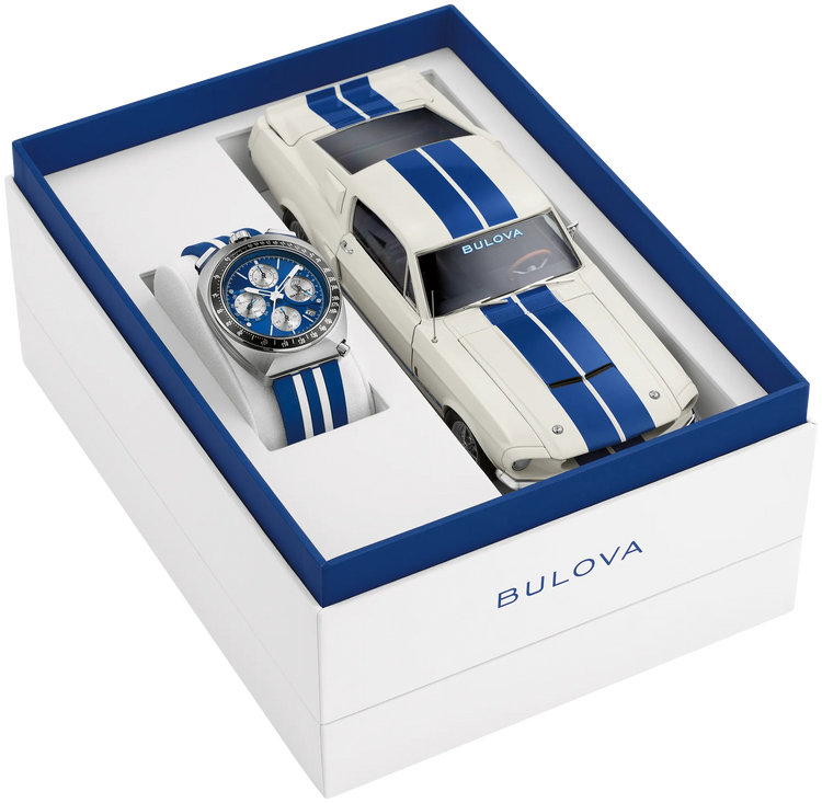 Bulova Shelby 98B452 blue white rubber strap