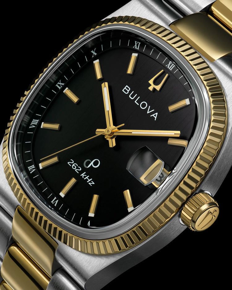Bulova 98B458 Super Seville coin-edge bezel detail