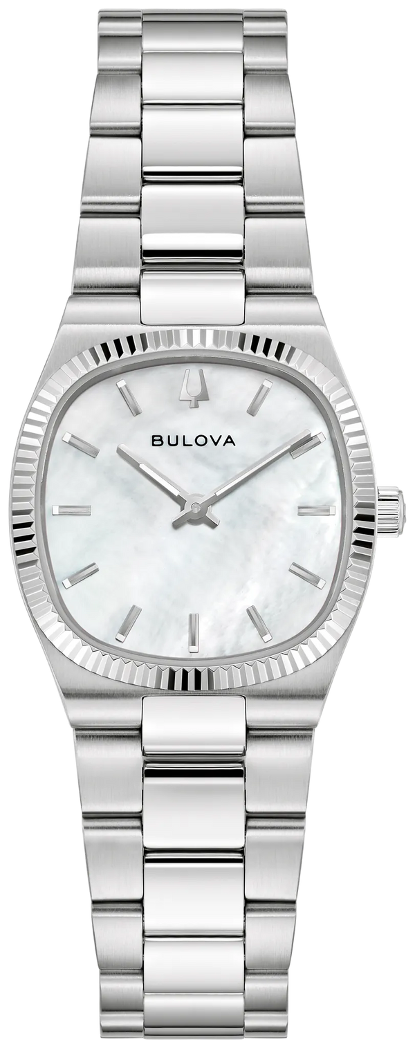 Bulova 96L353 Super Seville Mini women's white dial watch - front