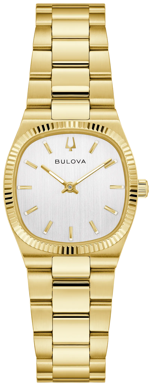 Bulova 97L189 Super Seville Mini women's gold-tone silver dial watch - front