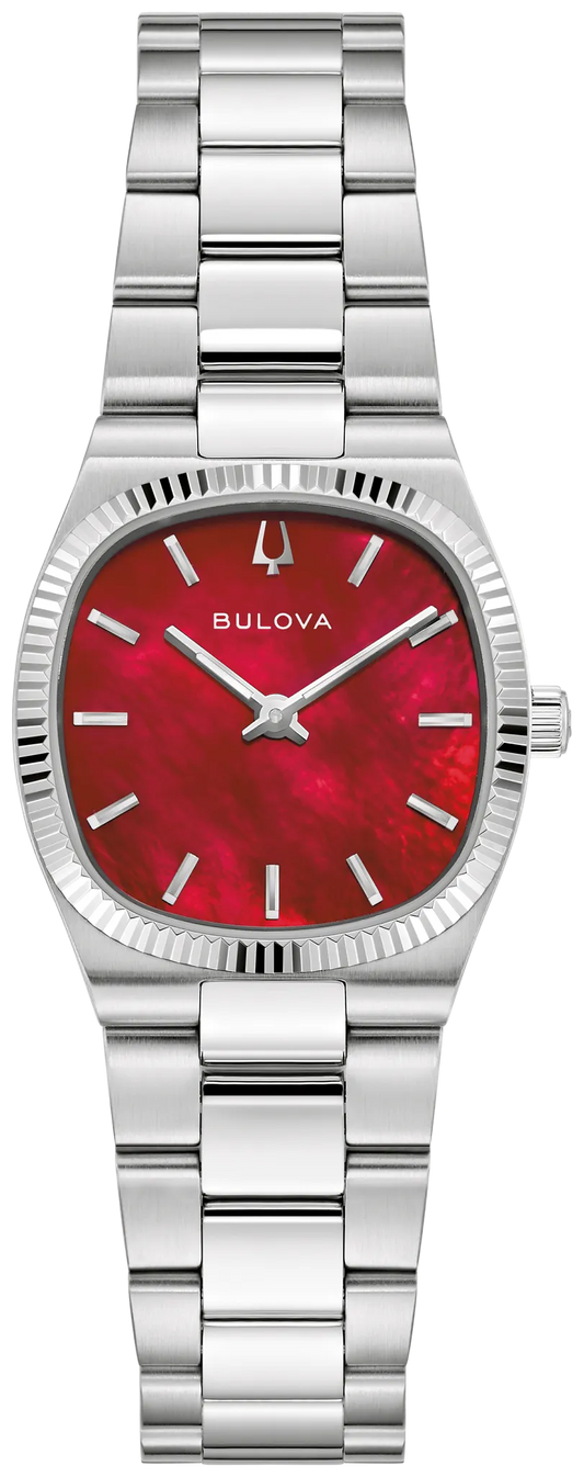 Bulova 96L354 Super Seville Mini women's red dial watch - front