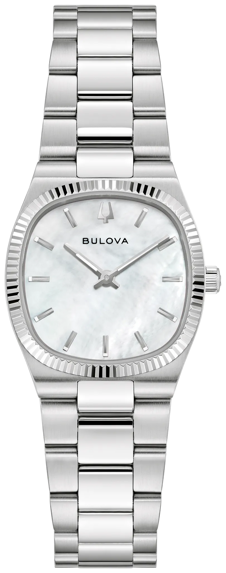 Bulova 96L353 Super Seville Mini women's white dial watch - front