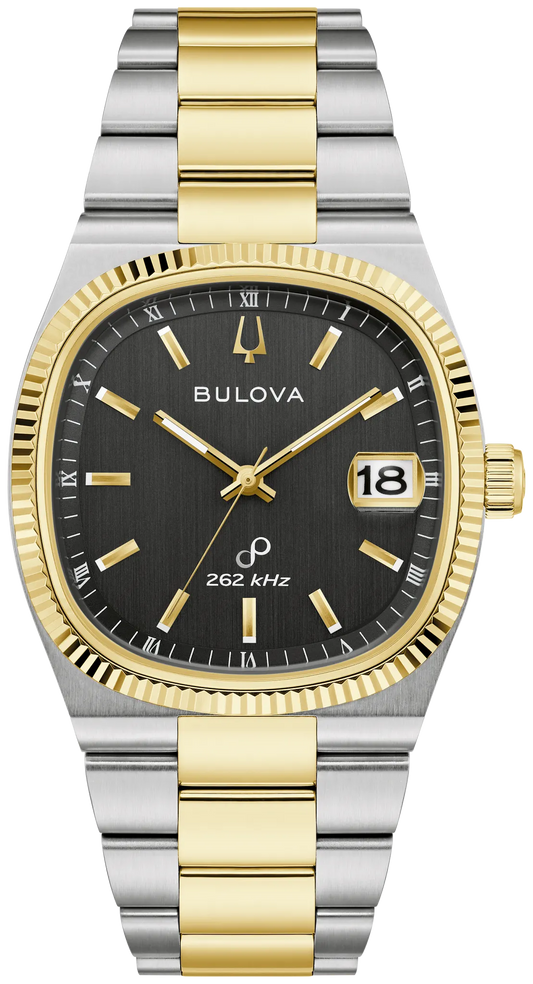 Bulova 98B458 Super Seville two-tone watch black dial - front
