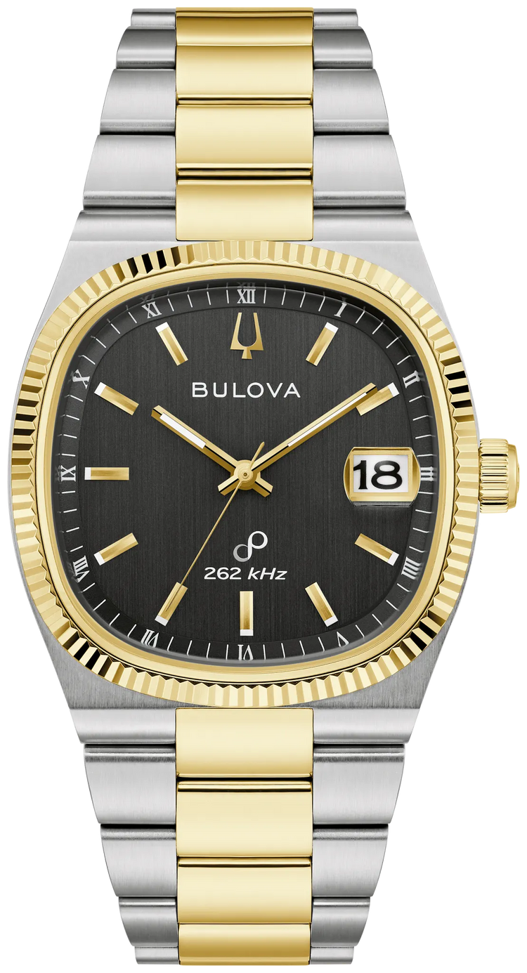 Bulova 98B458 Super Seville two-tone watch black dial - front