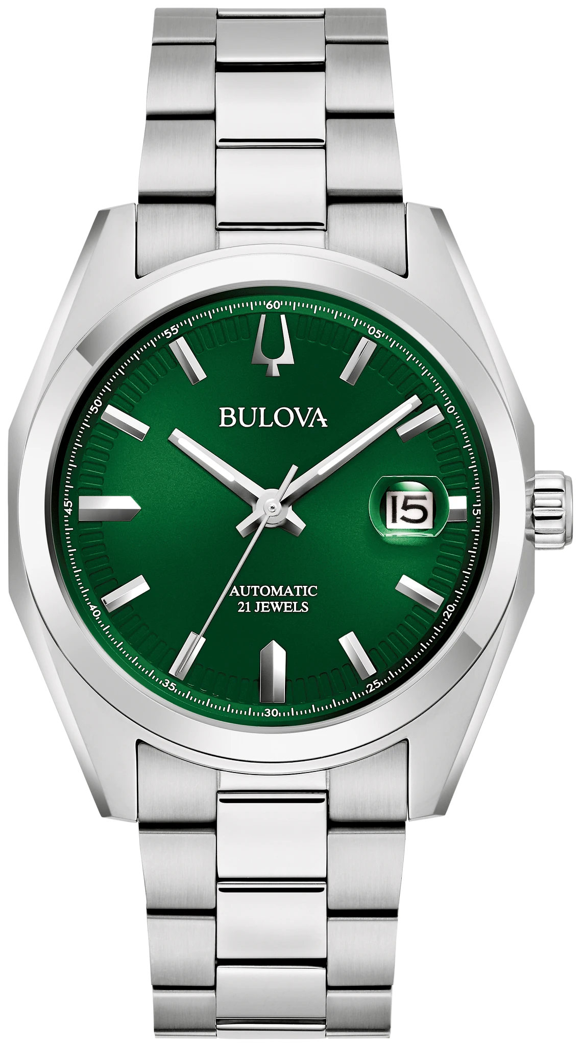 
                    Bulova 96B429 Surveyor green dial automatic watch - front
                  