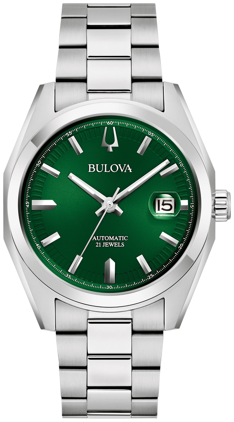Bulova 96B429 Surveyor green dial automatic watch - front