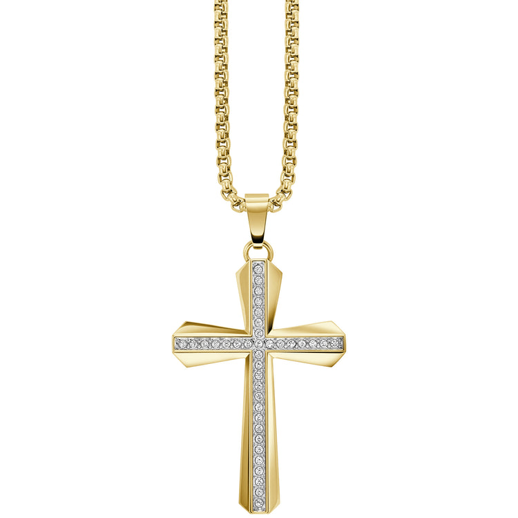 Bulova 98K113 matching crystal cross pendant necklace