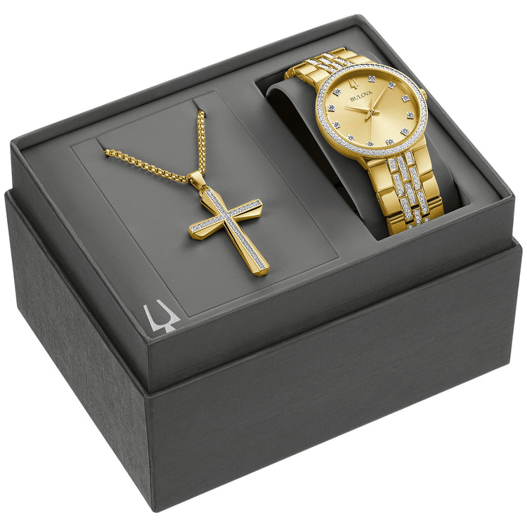 Bulova 98K113 watch and pendant gift box set