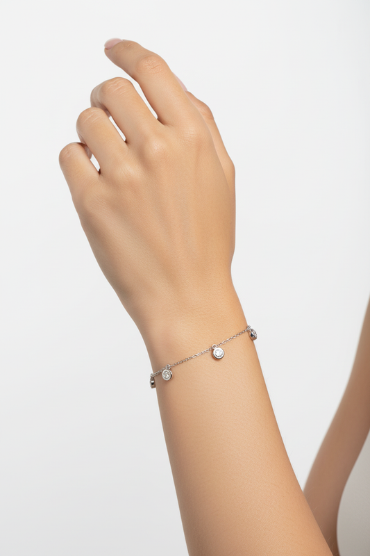 Diamond bracelet on woman's wrist