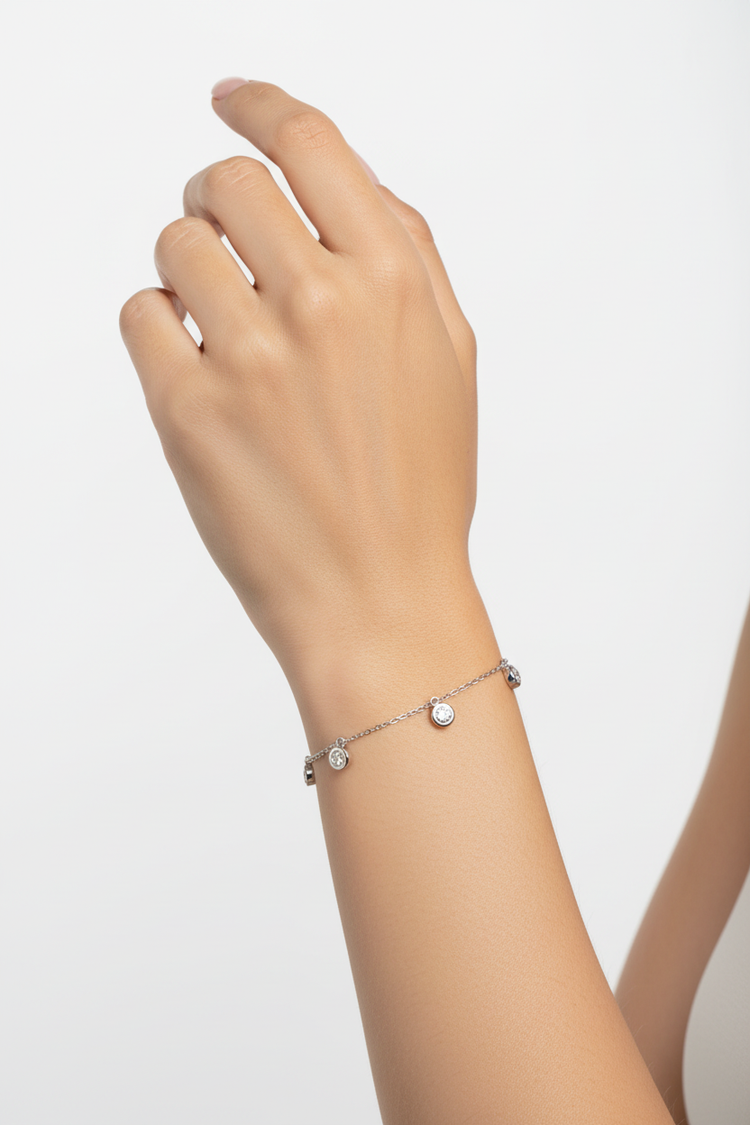 Diamond bracelet on woman's wrist