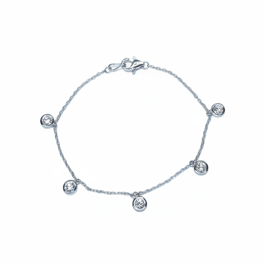 
                    Diamond Charm Bracelet - White Background
                  