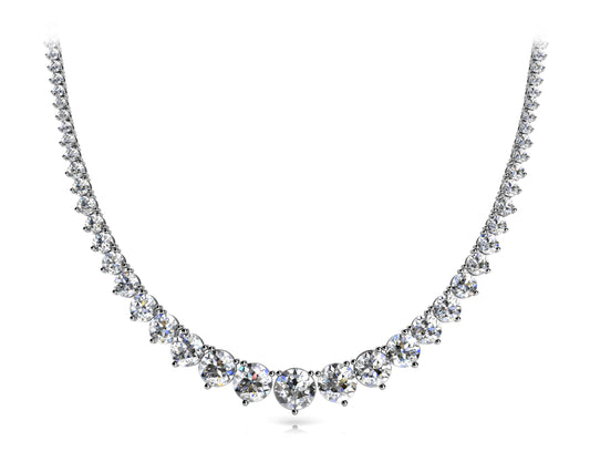 3 Prong Graduated Diamond Tennis Necklace 17Ct