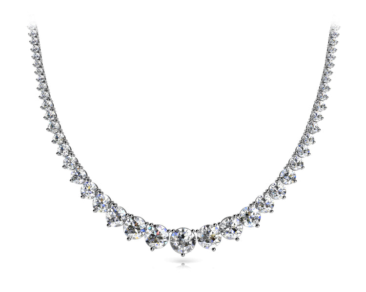 3 Prong Graduated Diamond Tennis Necklace 17Ct