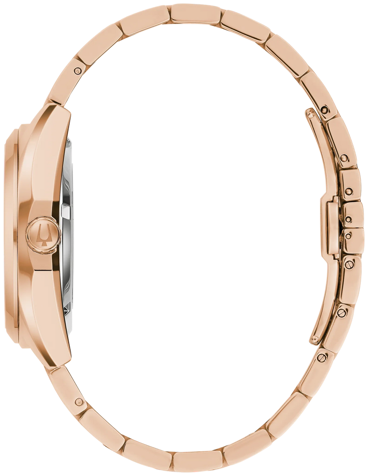 Bulova Surveyor 97B234 rose gold-tone stainless steel bracelet – side profile