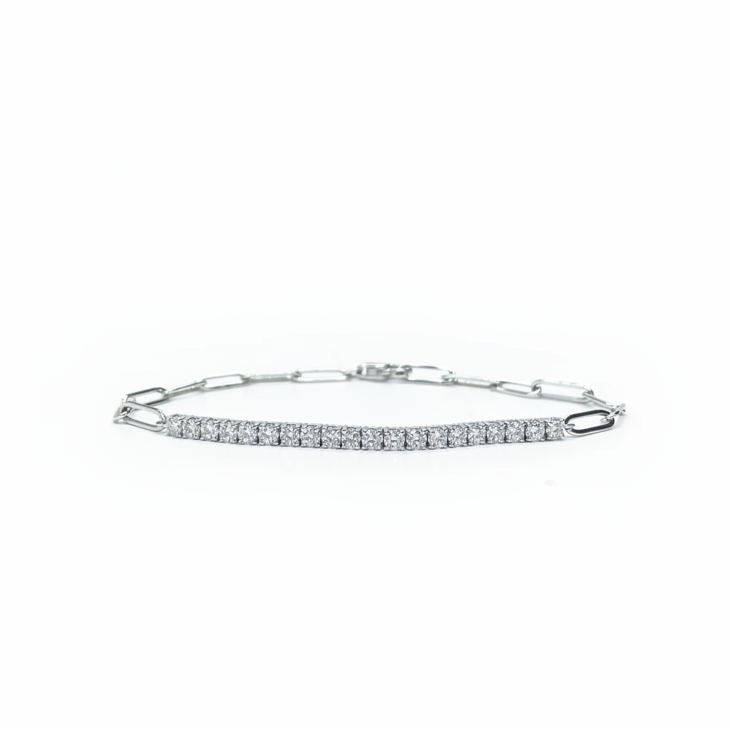 
                    Tennis Paperclip Bracelet - White Background
                  