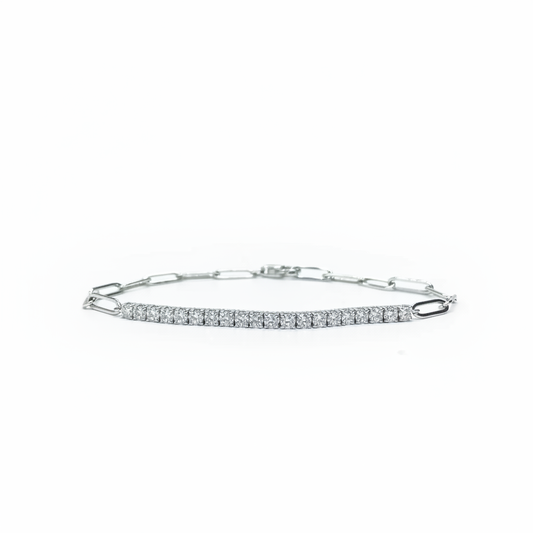 Tennis Paperclip Bracelet - White Background