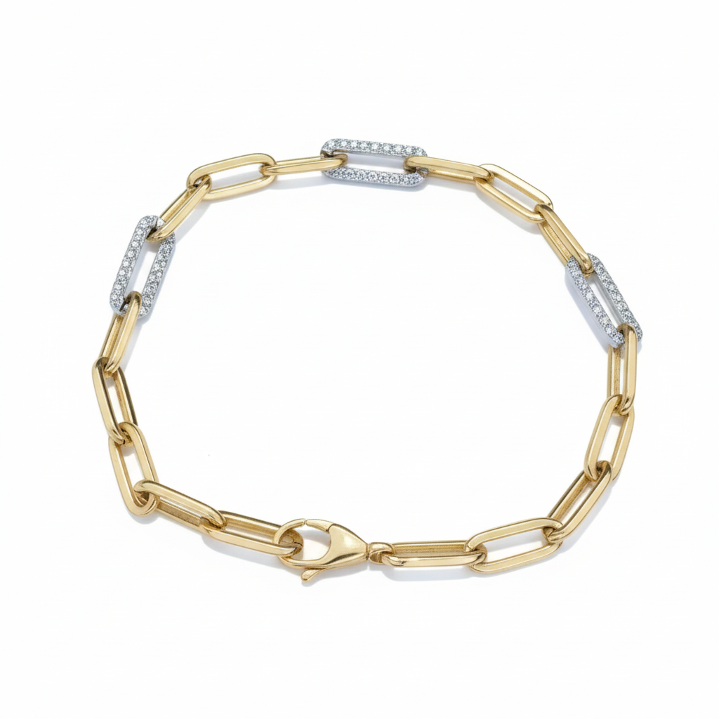 
                    Two-Tone Paperclip Bracelet - White Background
                  