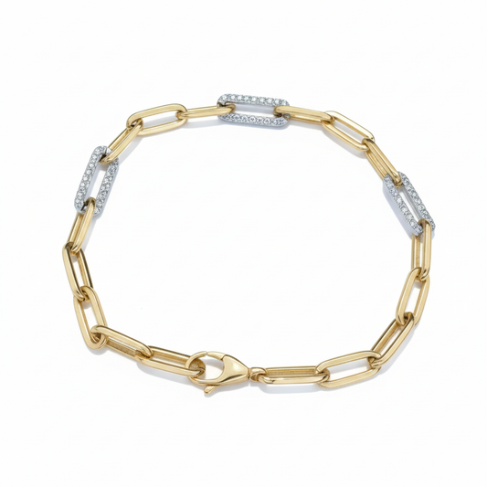 Two-Tone Paperclip Bracelet - White Background